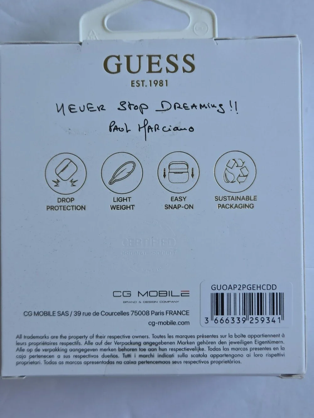 GUESS Glitter Rose Gold AirPods Pro 2 Case with Heart Charm